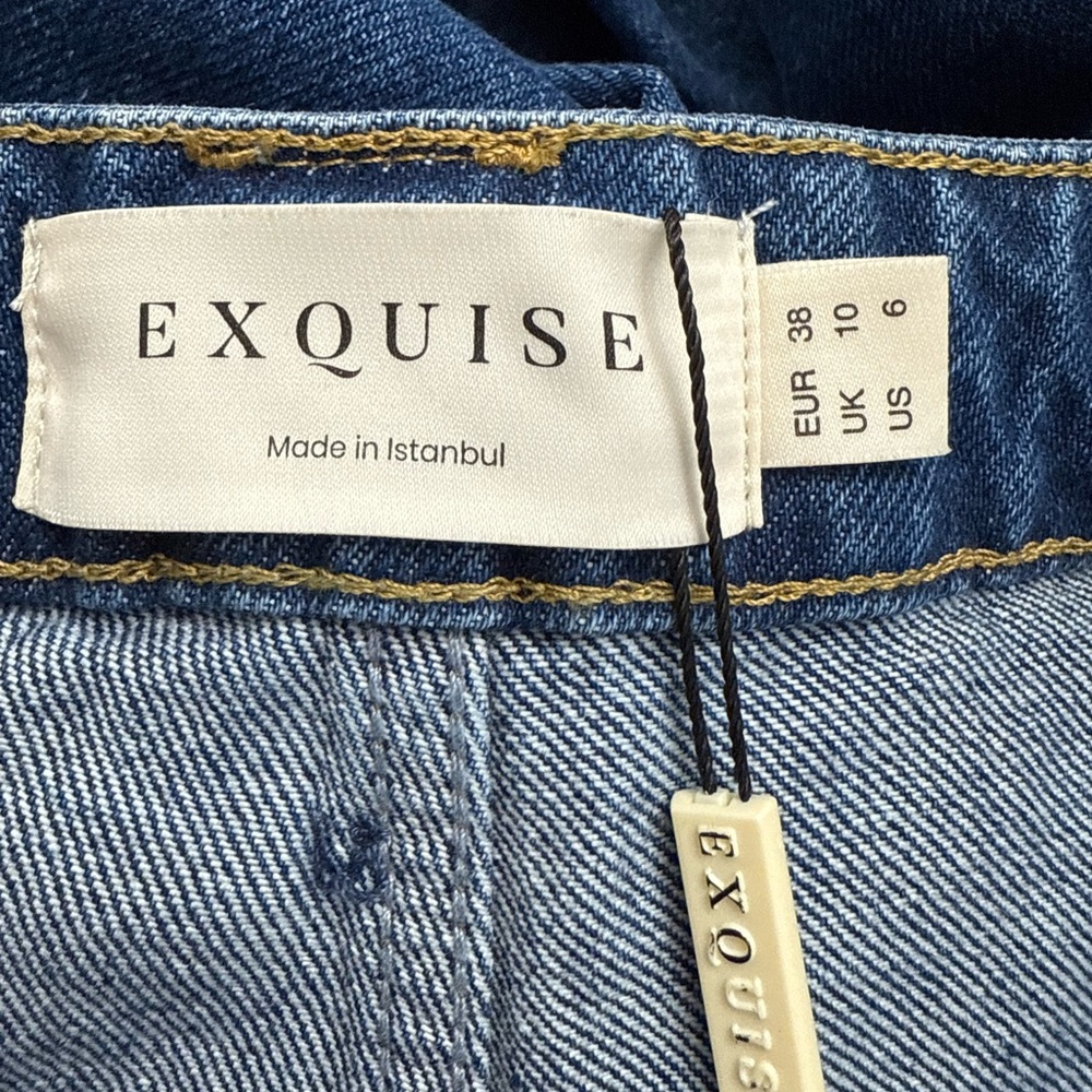 Exquise Aleron Wide Leg Jeans Womens 6 High Rise Button Sailor Blue Denim - Picture 5 of 12